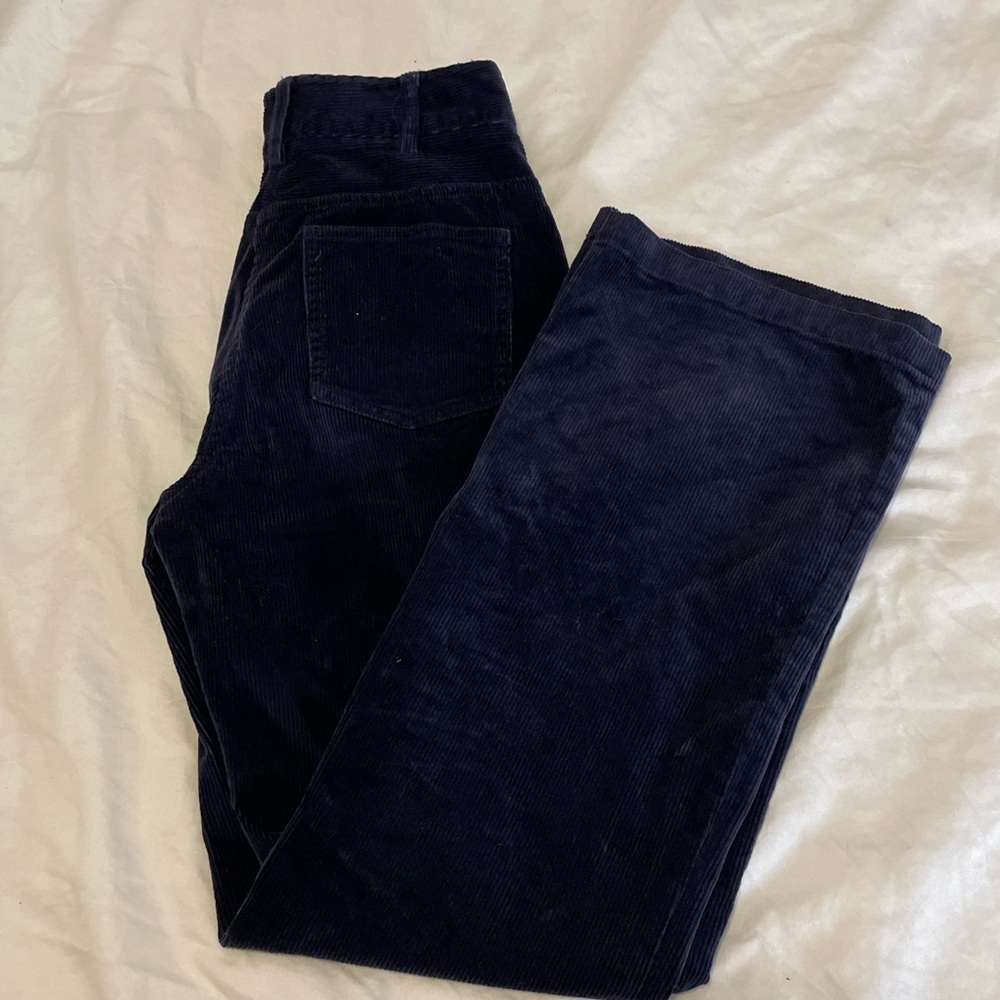 Babaton Aritzia Joey Corduroy Bell Bottom Flare Navy Blue Pants Size 0